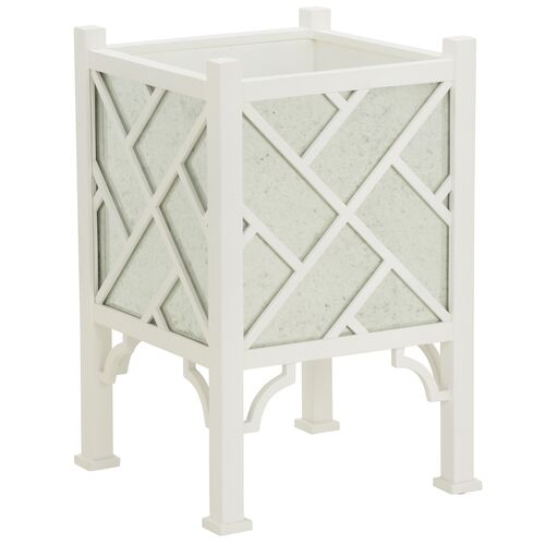 Chippendale Mirrored Fret Planter, White/Gold
