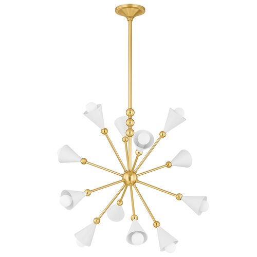 Hikari 12-Light Sputnik Chandelier, Aged Brass/Soft White