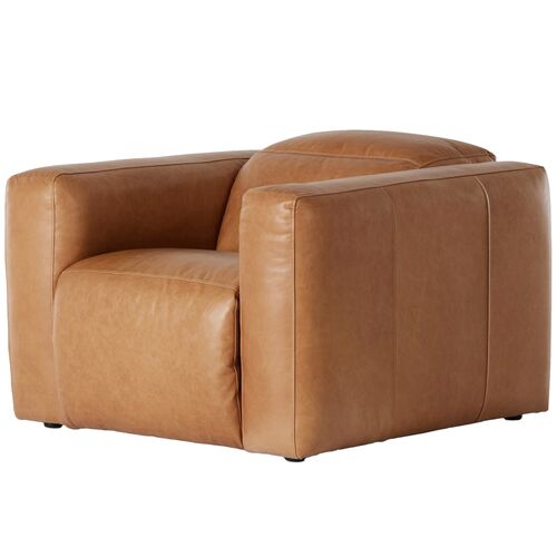 Cream Leather Power Recliner Chair