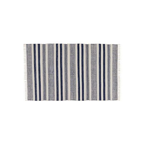Funky Stripe 2'x3' Hand Woven Rug, Indigo