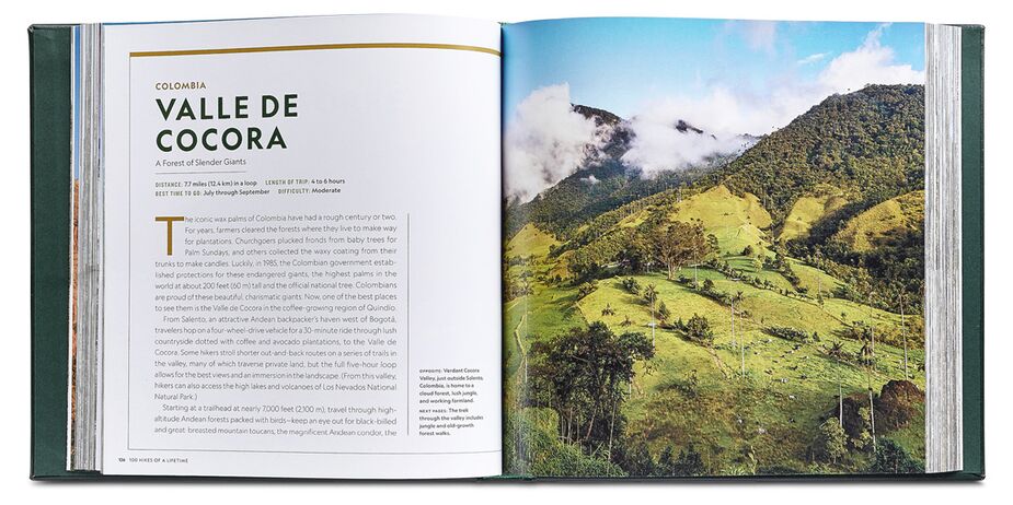 This spread from 100 Hikes of a Lifetime shows why you needn’t be a hiker to appreciate the book.
