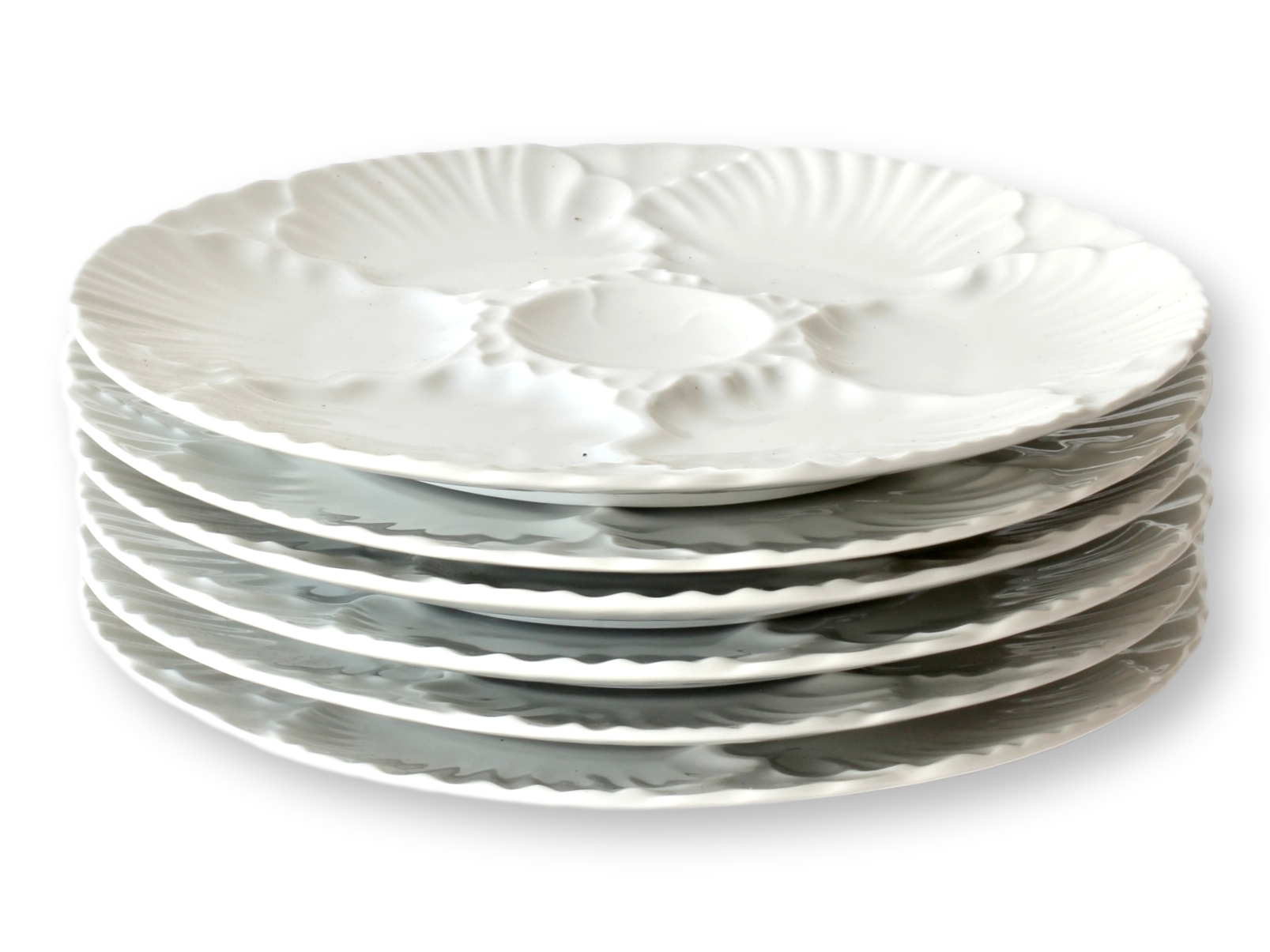 Midcentury White Porcelain Oyster Plates~P77705195