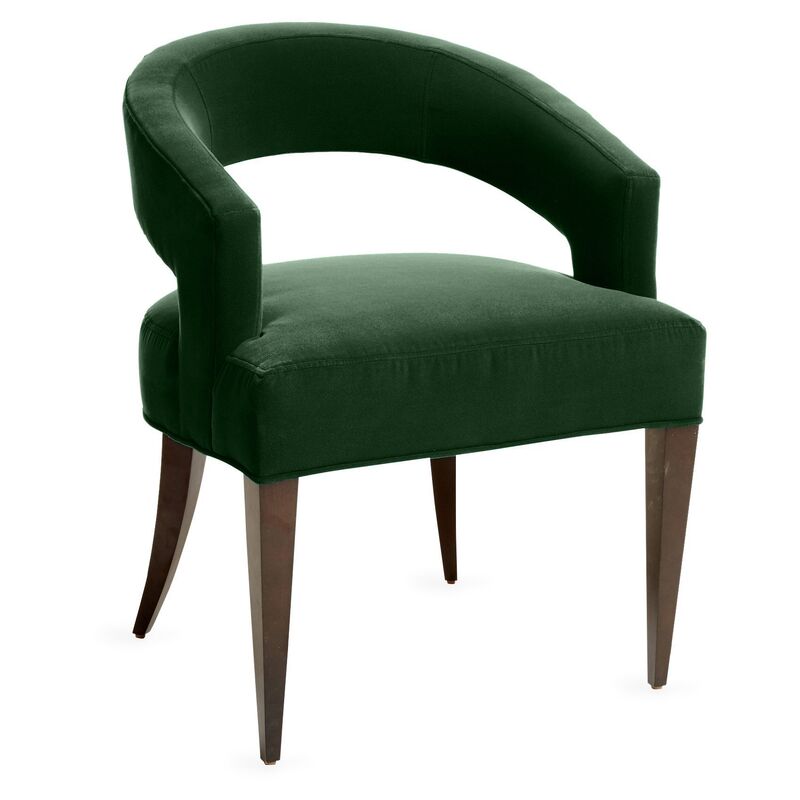 Ella Accent Chair, Emerald Velvet