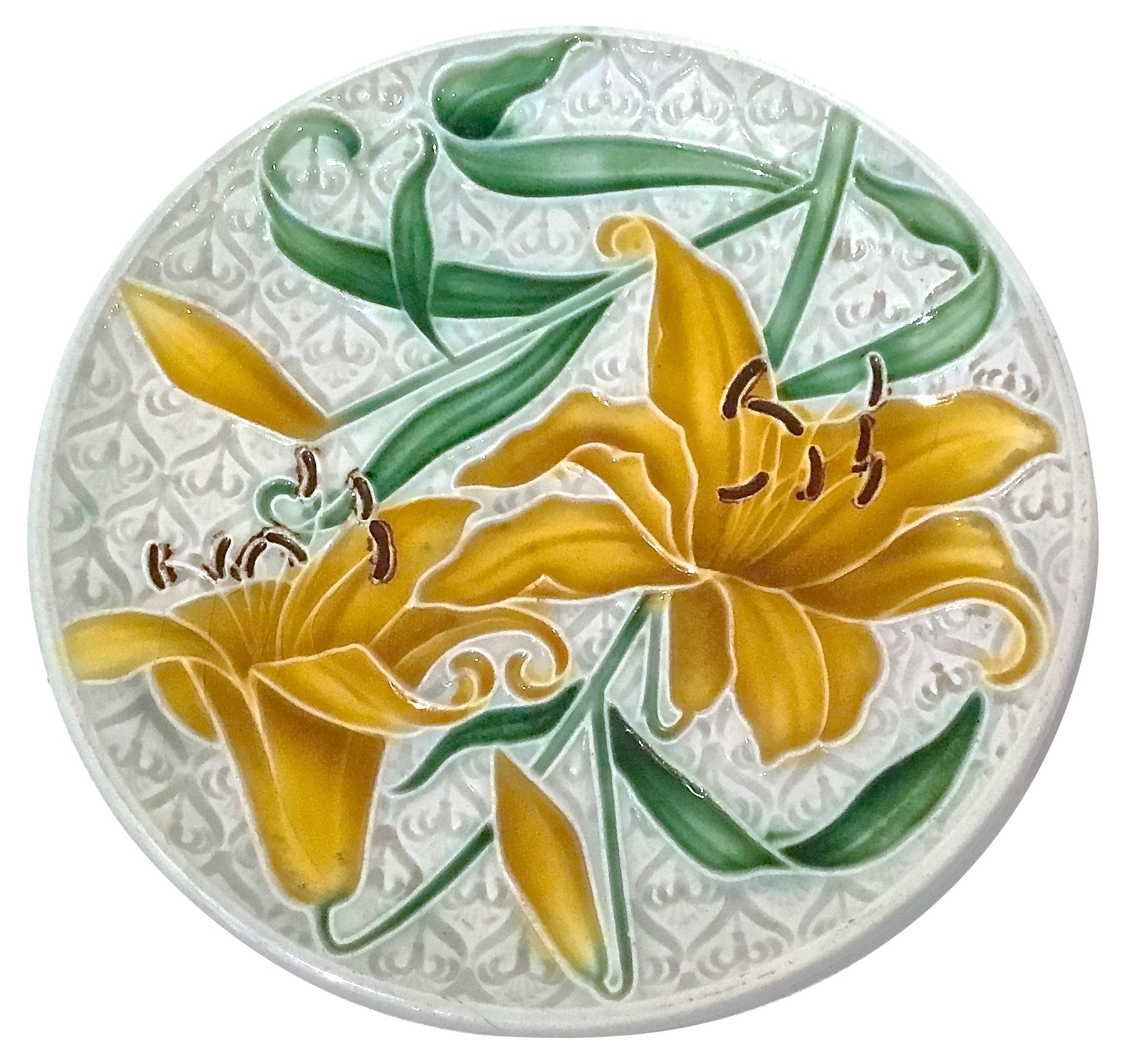English Majolica Lily Plate~P77465200