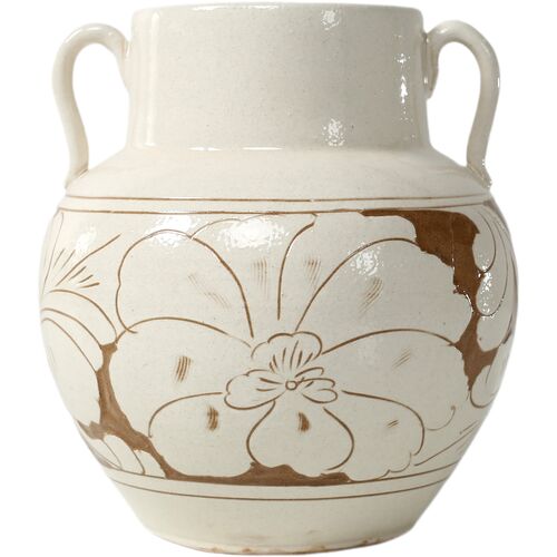 Calantha Double Glazed Vase with Handles, White Calantha Double Glazed Vase with Handles, White