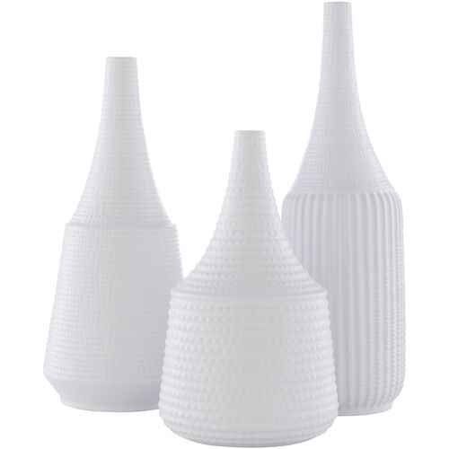 S/3 Acorn Vase, White~P77644000