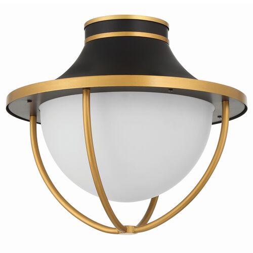 Atlas 2 Light Outdoor Semi Flush Mount, Matte Black/Textured Gold