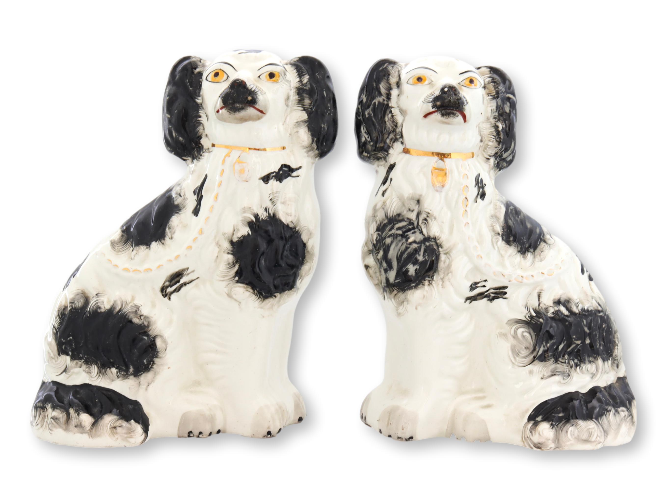 Antique English Staffordshire Dogs, Pair~P77688791