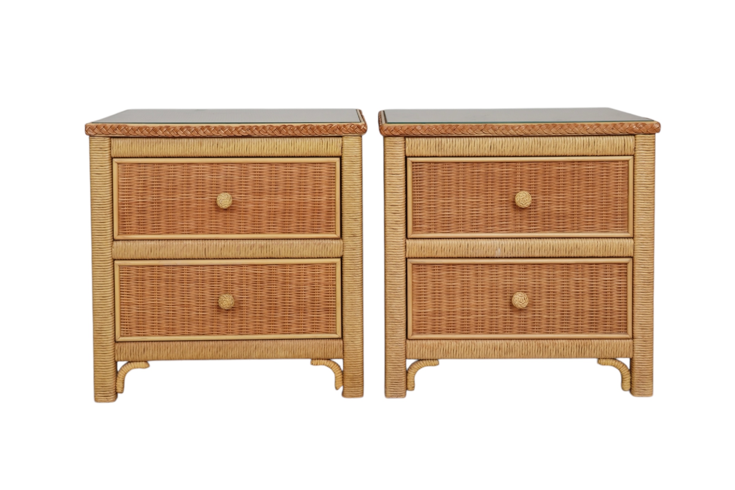Henry Link Wicker Nightstands, a Pair~P77731062