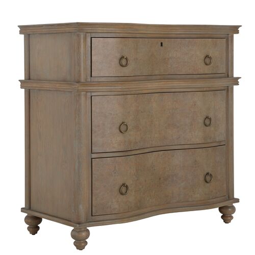Baron 3-Drawer Oak Chest, Cerused Brown