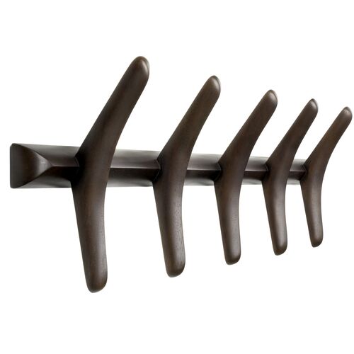 PI Wall Coat Rack, Mahogany Dark Brown