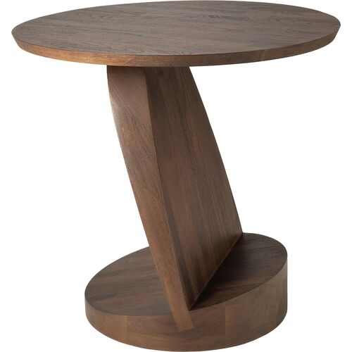 Oblic Side Table, Brown Teak~P111126057