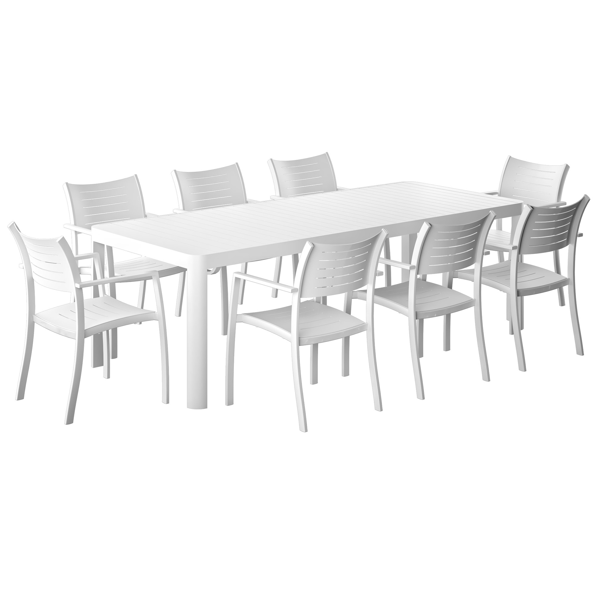 Astor 9-Pc Outdoor Aluminum Extension Dining Set, White
