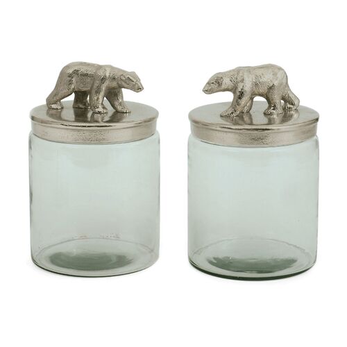 S/2 Glass Ardsley Jars, Silver~P76720815