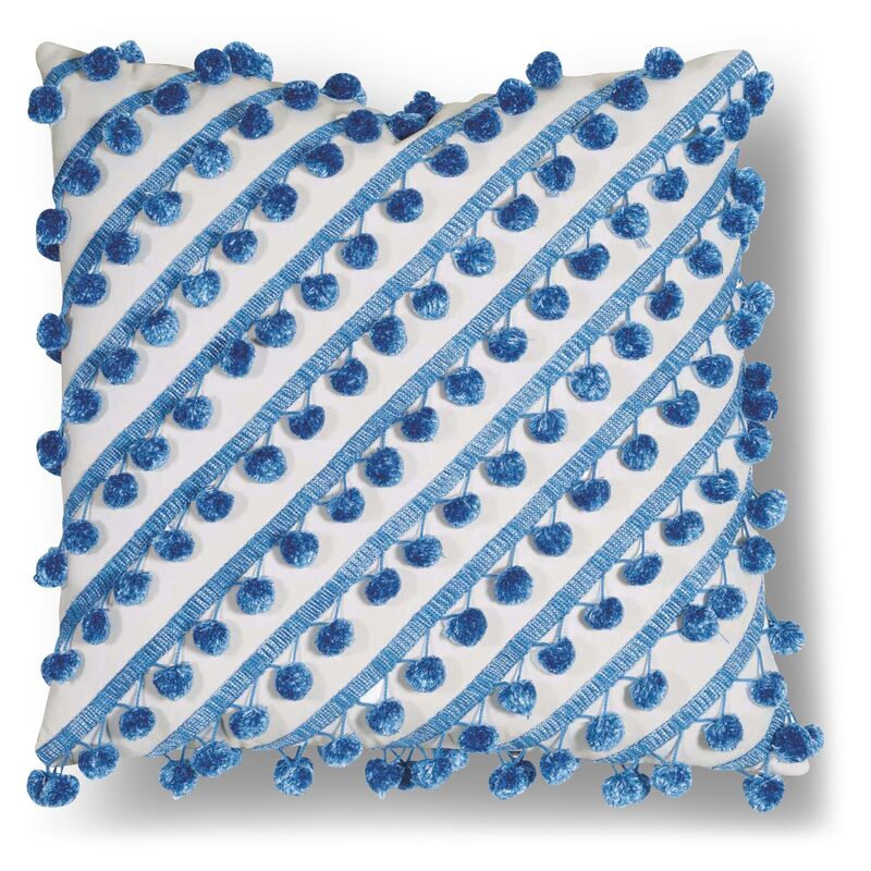 Maddie Outdoor Pillow, Blue/White Sunbrella