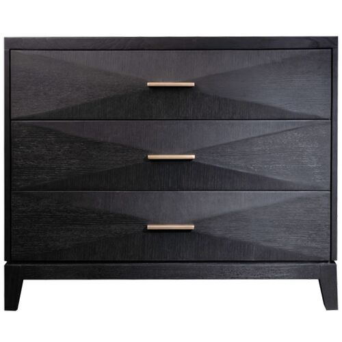 Sebastian Three Drawer Nightstand, Onyx Oak