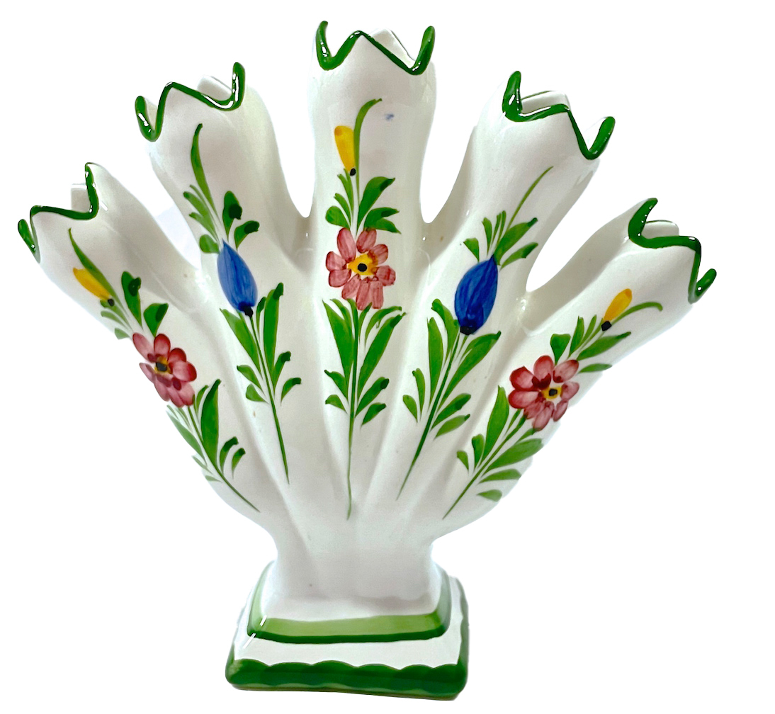 Portuguese Floral Ceramic Tulipiere Vase