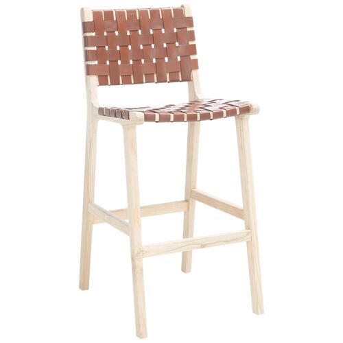 Vince Leather Barstool, Natural/Cognac~P77648006