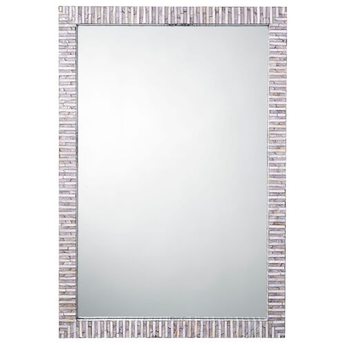 Marmont Mother of Pearl Rectangle Wall Mirror, Grey