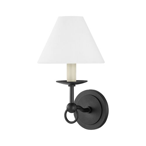 Massi Wall Sconce, Forged Iron/White Linen