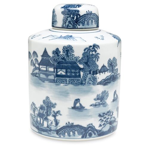 8"  Lavieille Jar, Blue/White~P76889706