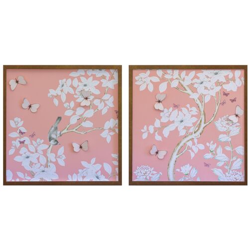 Dawn Wolfe, Pink Chinoiserie Diptych~P77571800