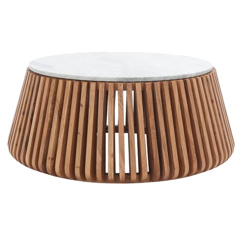 Quintessa Marble Top Coffee Table, Natural/Light Grey