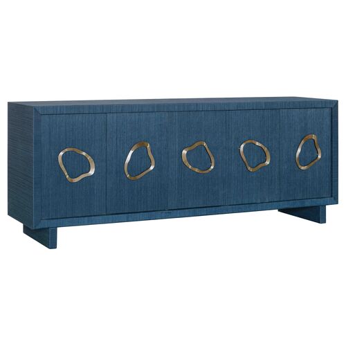 Commerce and Market Paige 5-Door Credenza, Blue Raffia Commerce and Market Paige 5-Door Credenza, Blue Raffia