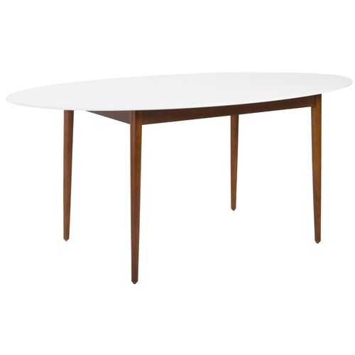 Lewis Oval Dining Table, White/Walnut~P76591214