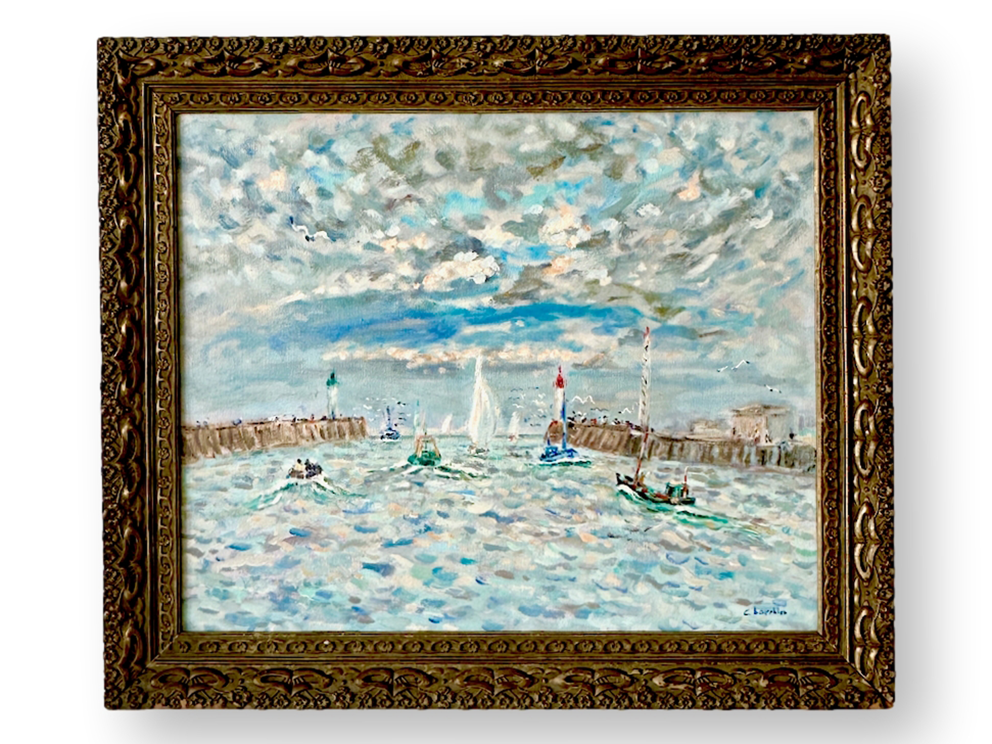 French Coastal Harbor Impressionist Art~P77696455