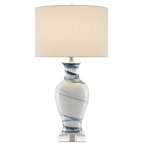 Hanni Porcelain Table Lamp, White/Blue~P77610252