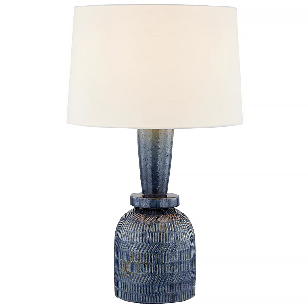 Russo Ceramic Table Lamp, Washed Cobalt/White Linen