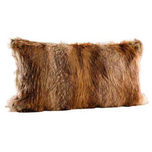 Harper 12x22 Faux Fur Lumbar Pillow, Brown~P77618528