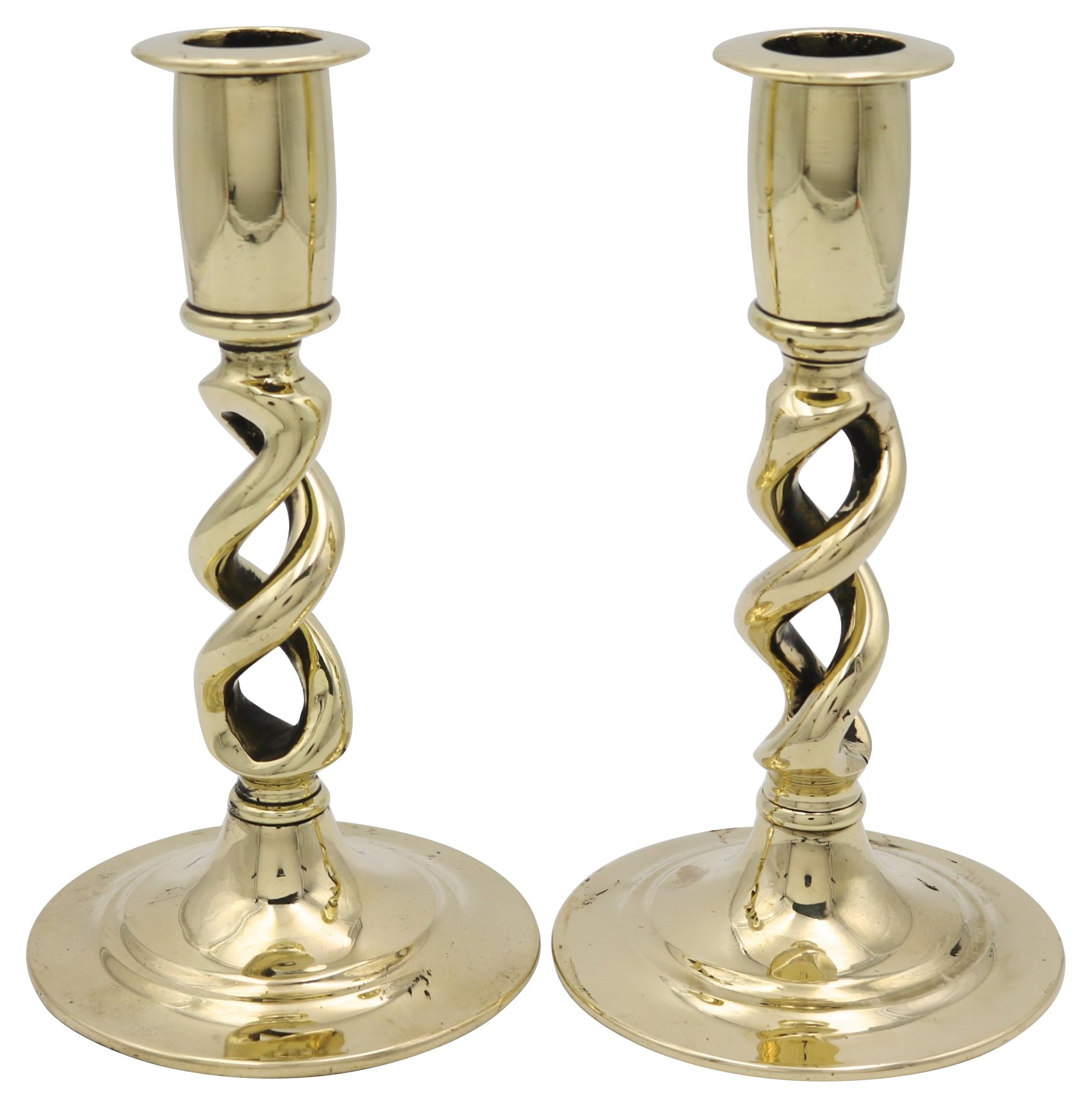 Rose Victoria Antique English Brass Candlesticks, Pair One Kings Lane