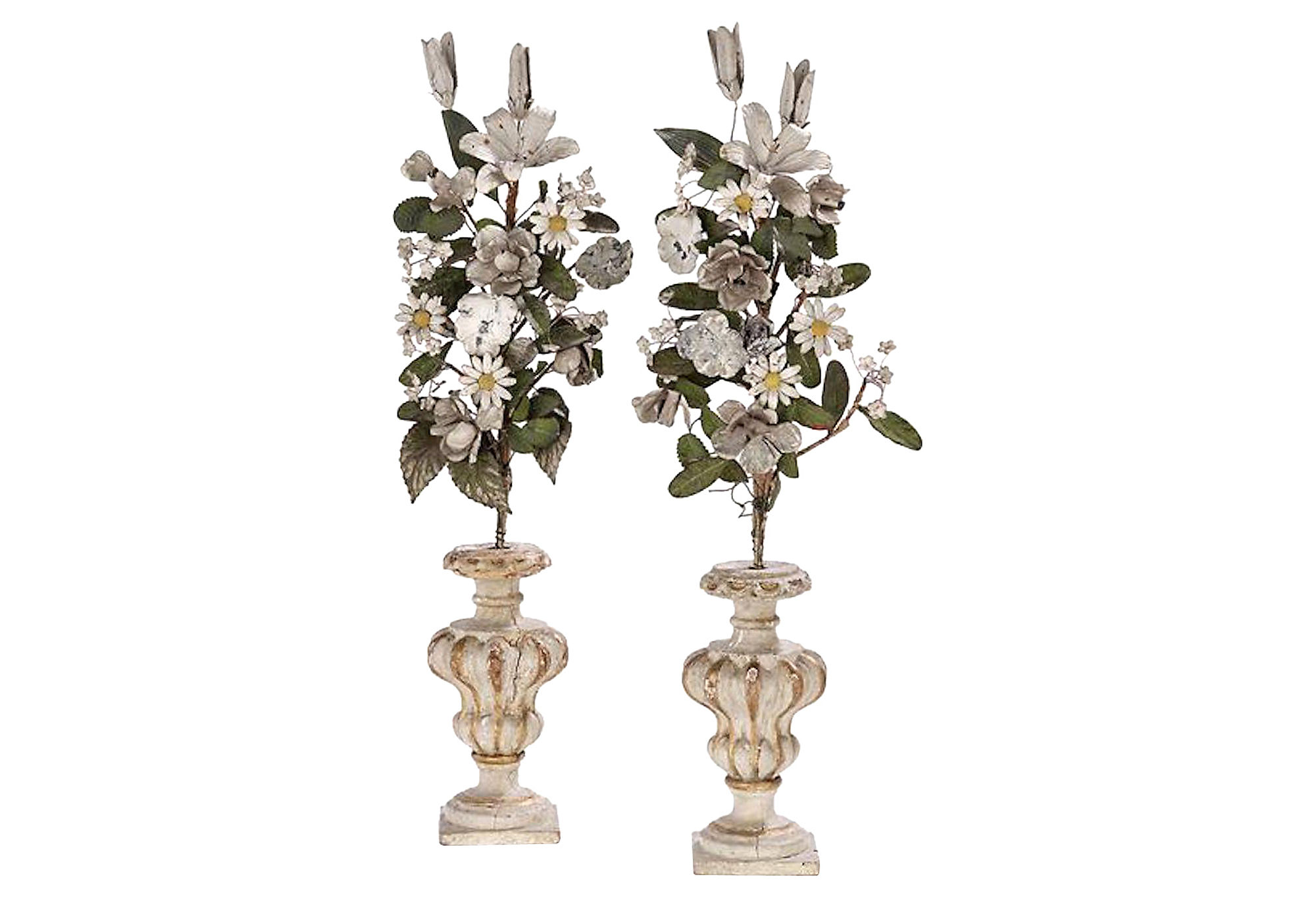 Giltwood Urn & Tole Floral Pieces, Pair~P77359897