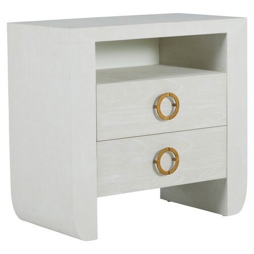 Sherie Cerused 2-Drawer Nightstand, White/Gold~P111111654