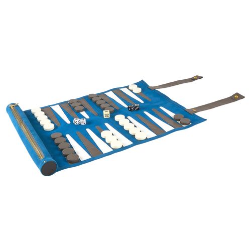 Rolled Backgammon Set, Turquoise Blue~P77641226