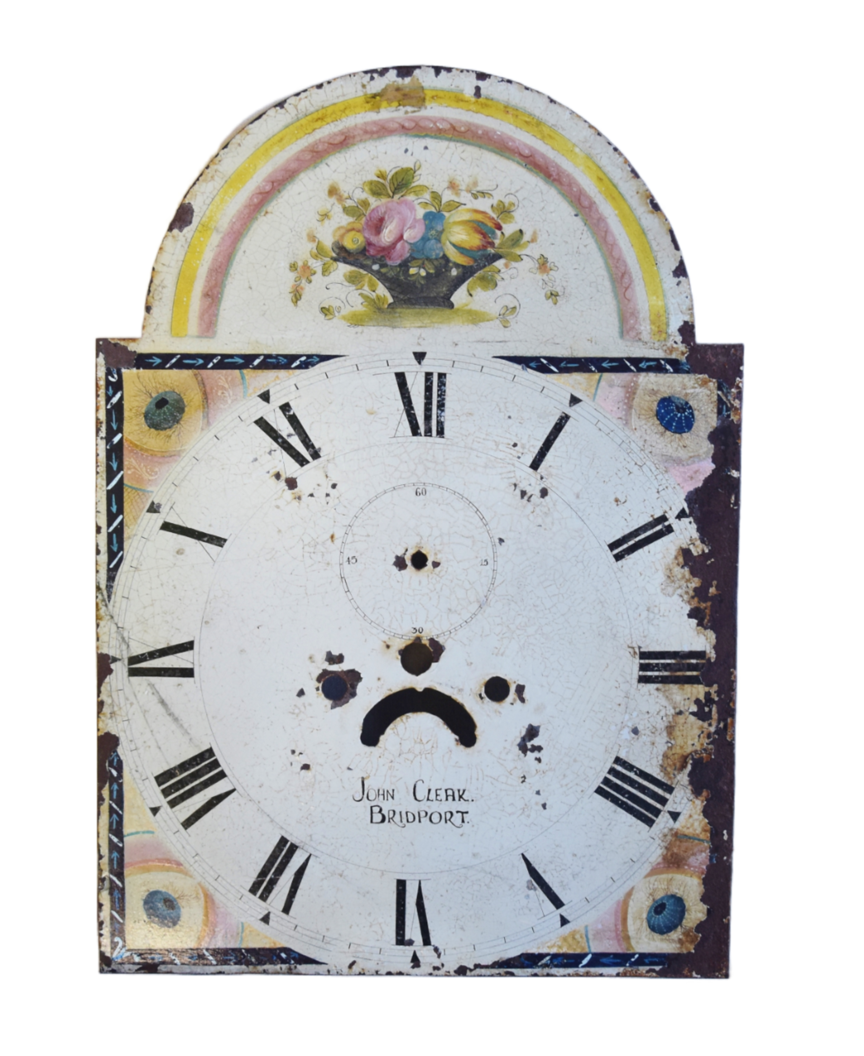 Antique Hand-Painted Floral Clock Face~P77669254