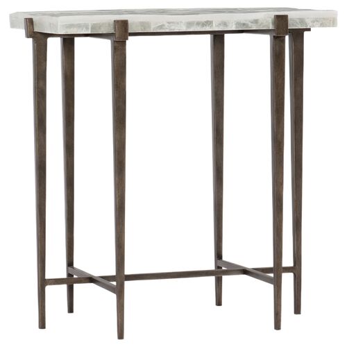 Melange Bellis Stone Top Accent Table, Bronze