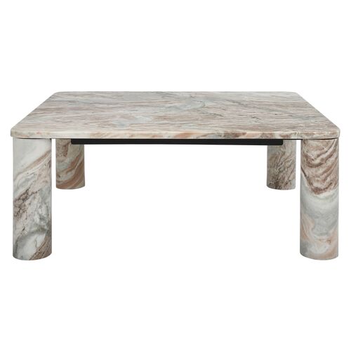 Lior Marble Coffee Table, White/Brown