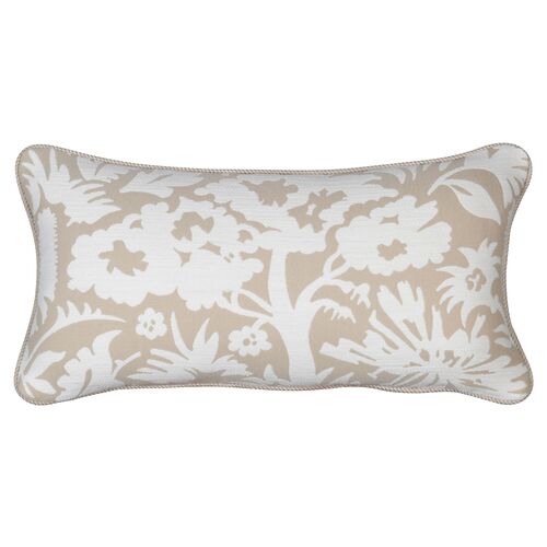 Farah 12"x23" Outdoor Lumbar Pillow, Sand/White~P77650039
