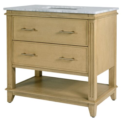 Mabel 36" Marble Top Single Sink Bathroom Vanity, Brown Mabel 36" Marble Top Single Sink Bathroom Vanity, Brown