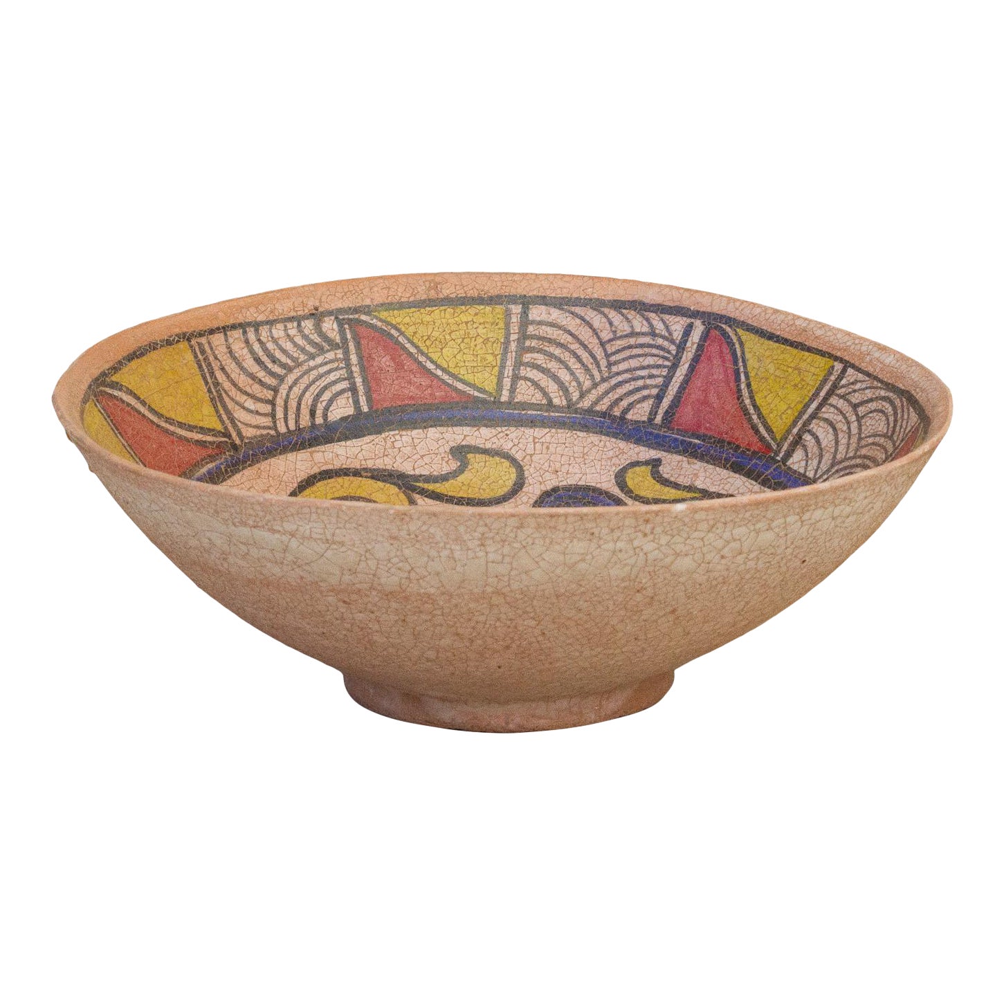 Antique Nishapur Pottery Painted Bowl~P77626856