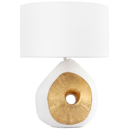 Tristan Table Lamp, White/Gold Leaf