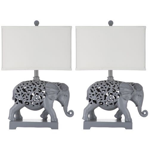 S/2 Hathi Table Lamps, Light Gray~P46313218