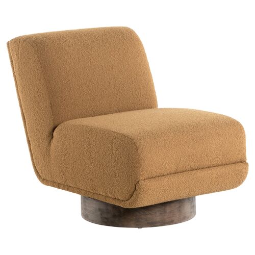 Marshall Boucle Swivel Chair, Amber~P77630208