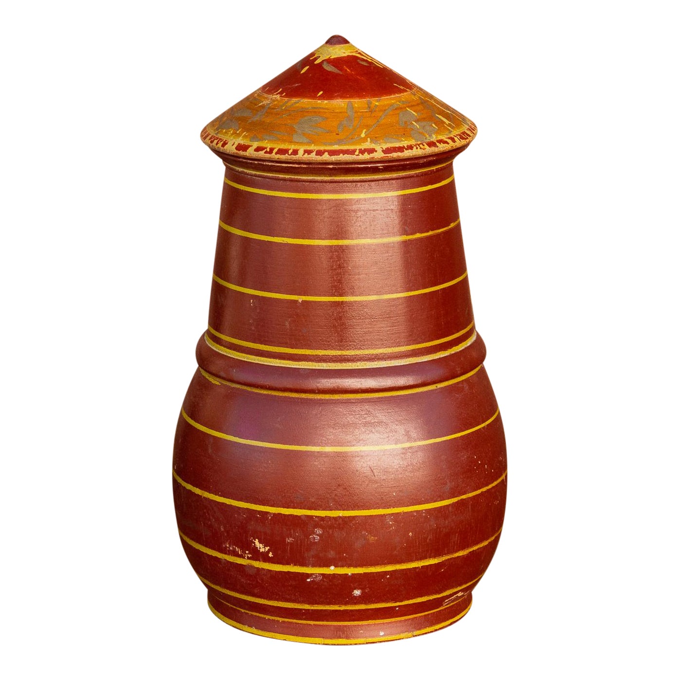 Marvi Polychrome Treen Lidded Pot~P77612650