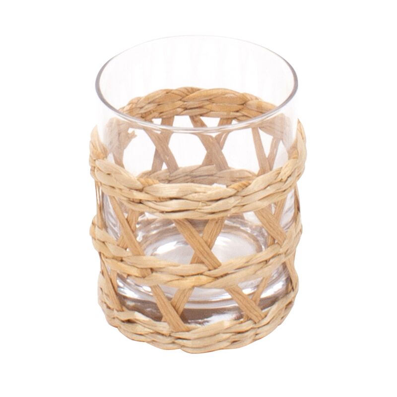 S/4 Glass Rattan Old Fashion, Clear