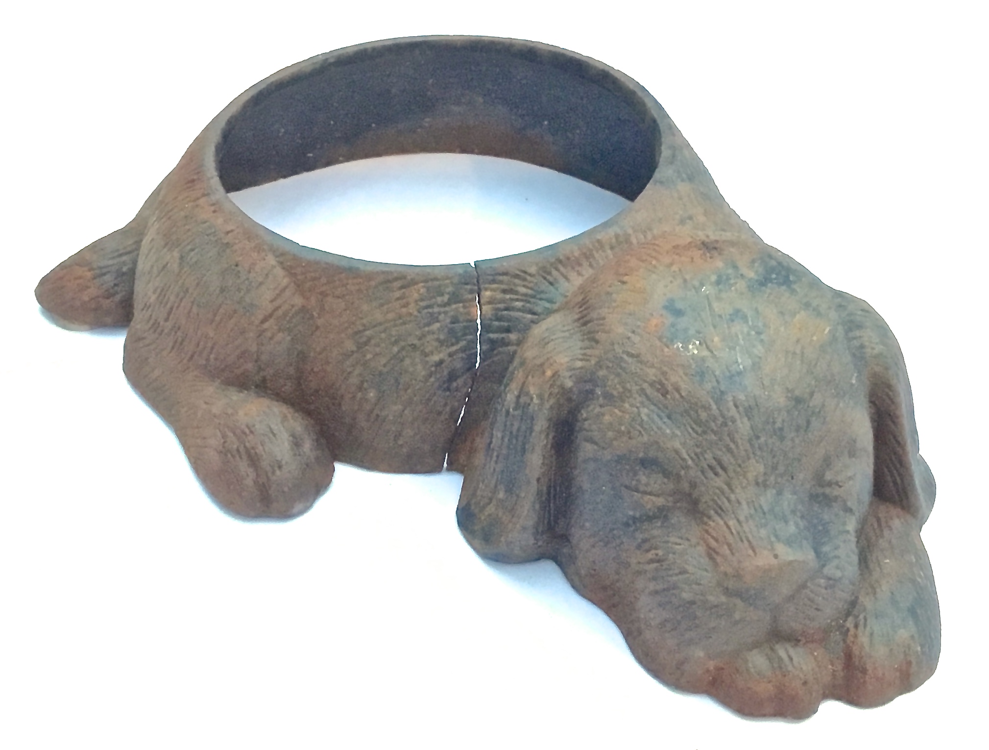 Antique Cast Iron Dog Bowl Receptacle~P77369531