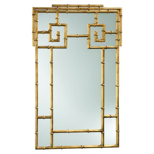 Bamboo 23"x38" Wall Mirror, Gold~P77143262